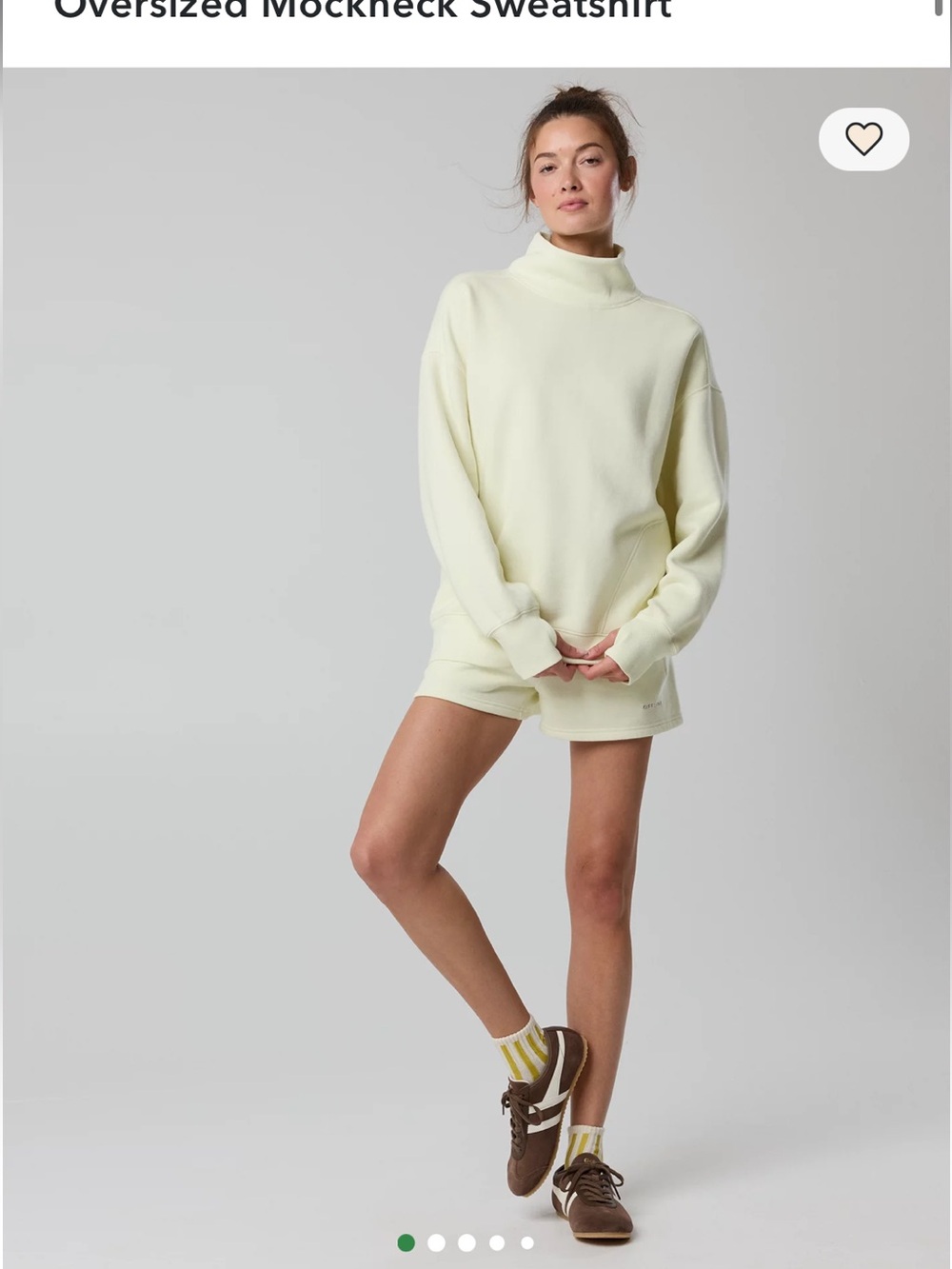 Aerie mock neck set small NWT yellow green sweat shirt and sweat shorts